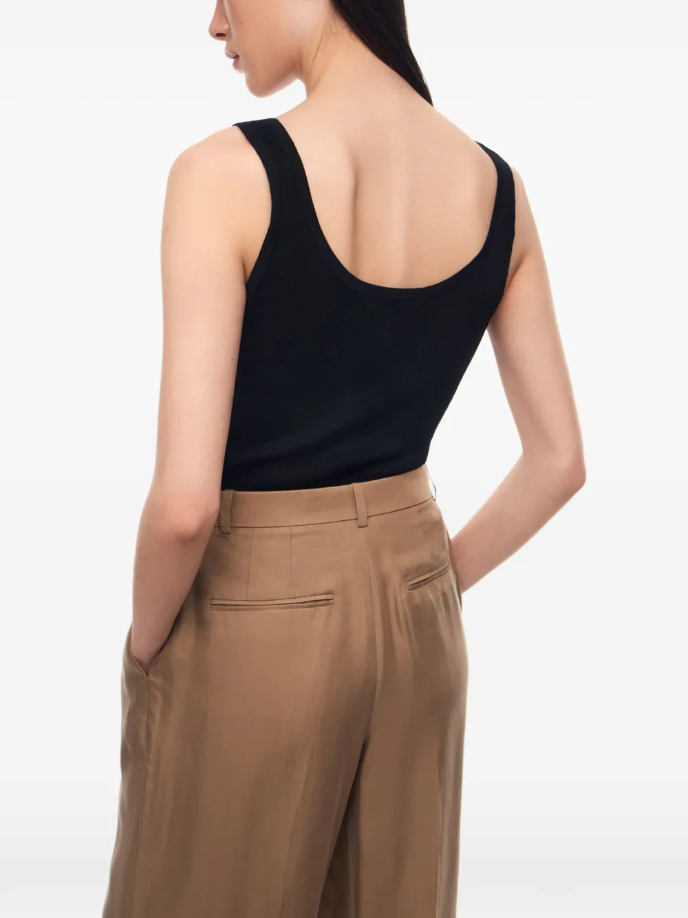 12 STOREEZ Lattice geribbelde tanktop Zwart