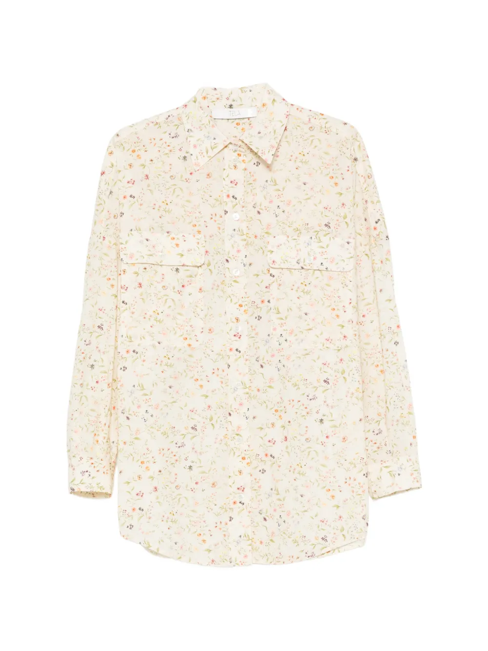 Tela Cialda Floral-print Chest-pocket Shirt In Neutral