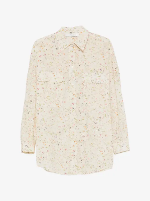 Tela Camisa Cialda floral com bolso no busto