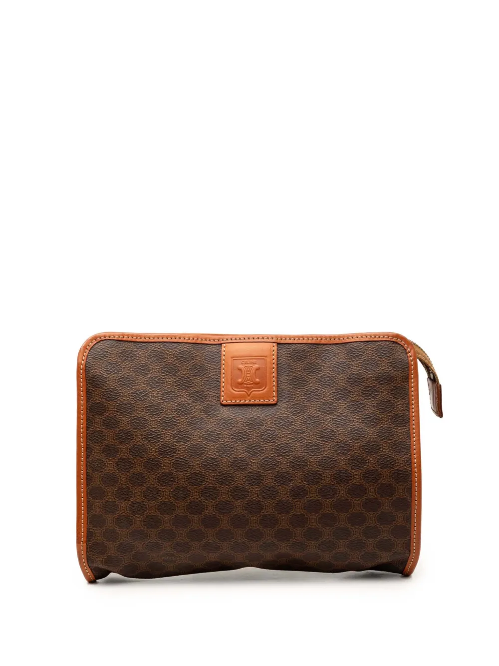 Pre-owned Celine 2013 Macadam Coated Canvas Clutch Bag In Brown
