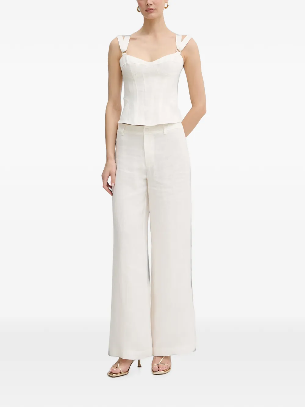 Bardot Serafina mid-waist broek met wijde pijpen Wit