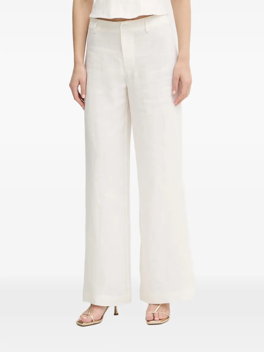 Bardot Serafina mid-waist broek met wijde pijpen Wit