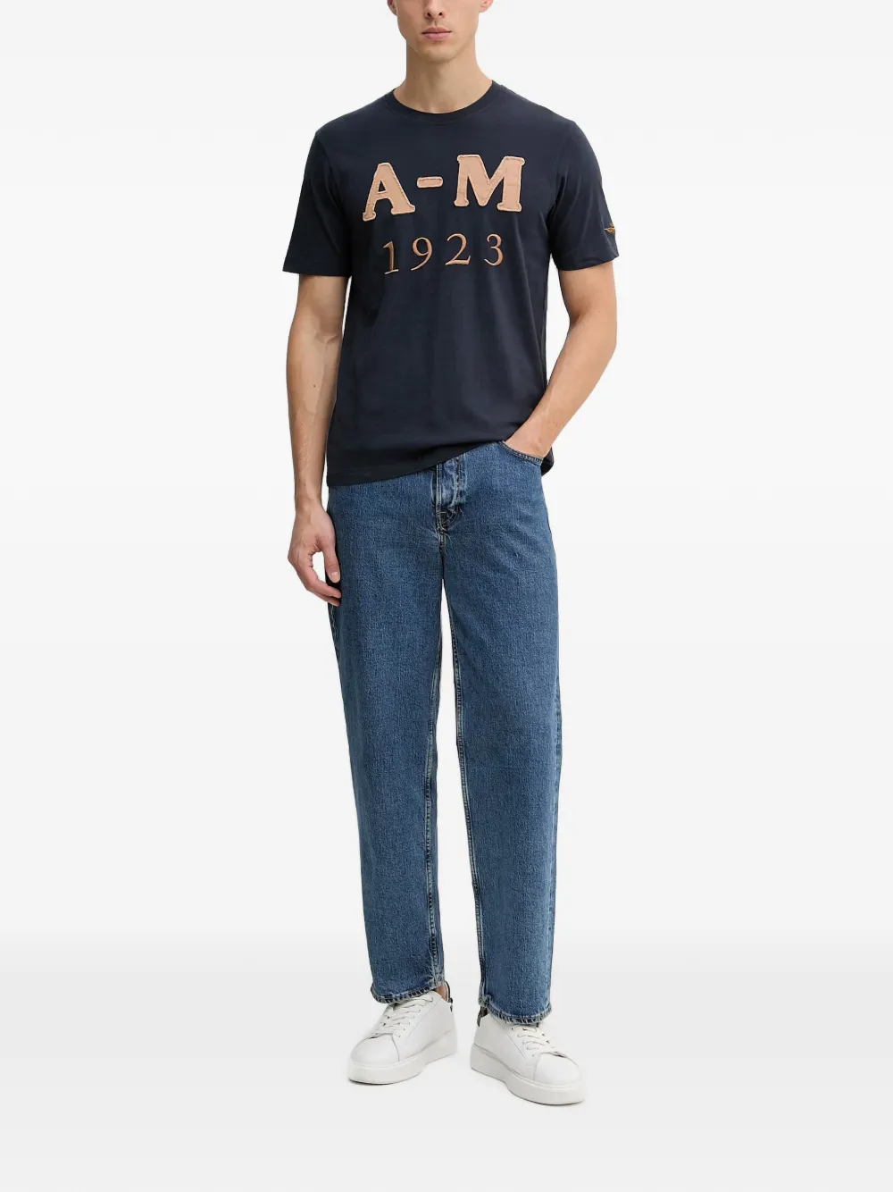 Aeronautica Militare T-shirt met geborduurde applicatie Blauw