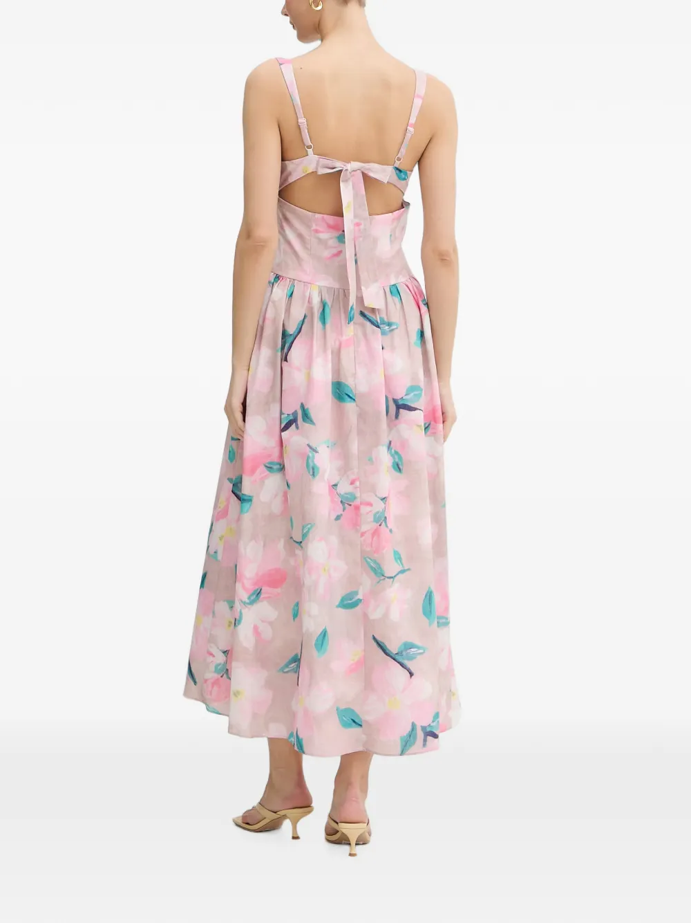 Bardot Cartia geplooide midi-jurk met bloemenprint Roze