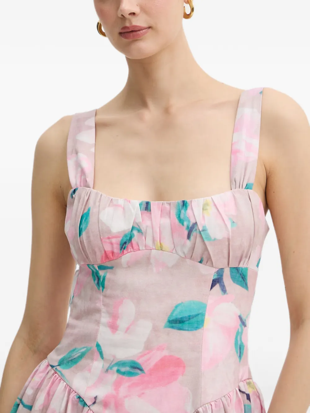 Bardot Cartia geplooide midi-jurk met bloemenprint Roze