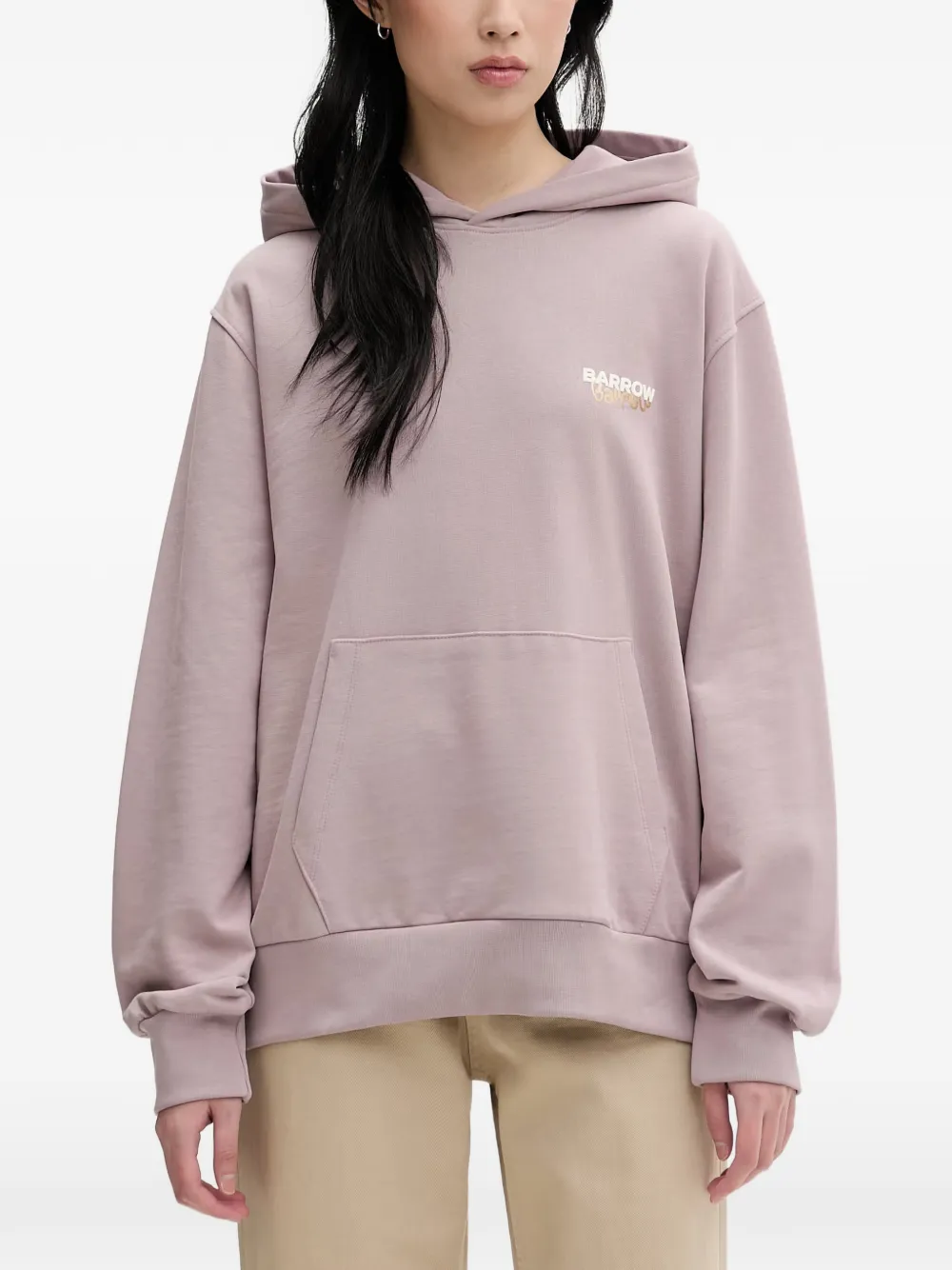 BARROW graphic-print logo-print hoodie | Pink | Image 1