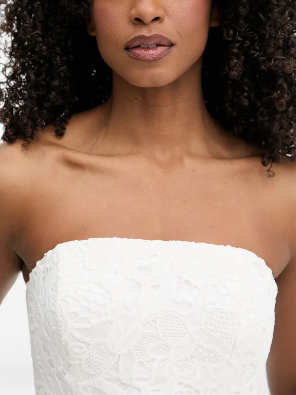 Bardot Karoline strapless mini-jurk met kant Wit