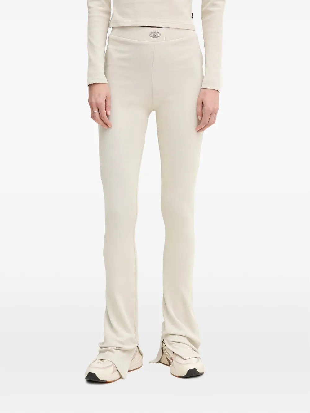 Alpha Industries logo-plaque split-hem flared trousers - Weiß
