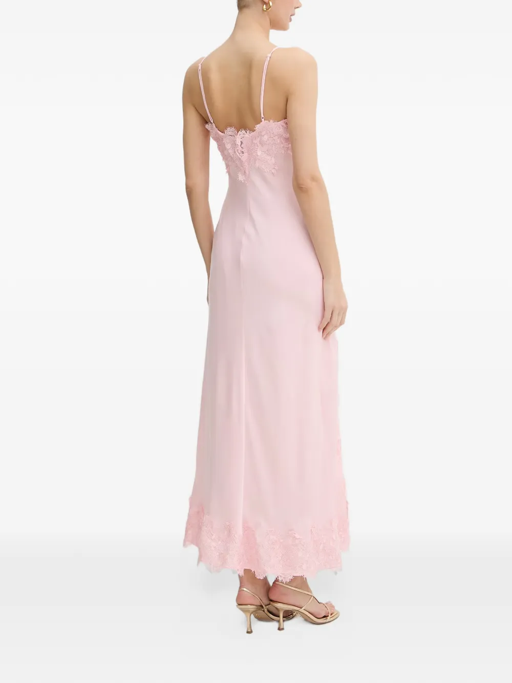 Bardot Alerie lace-trim side-slit maxi dress Roze