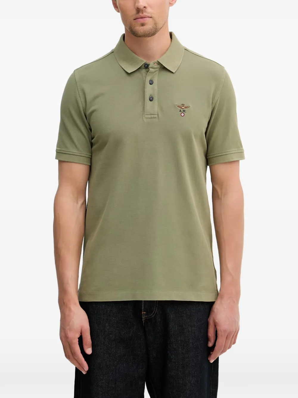 Aeronautica Militare logo-embroidered polo shirt - Verde