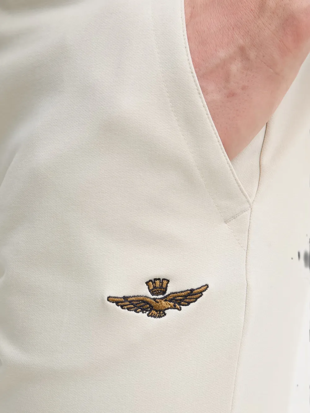 Aeronautica Militare Trainingsbroek met geborduurd logo en trekkoord Beige