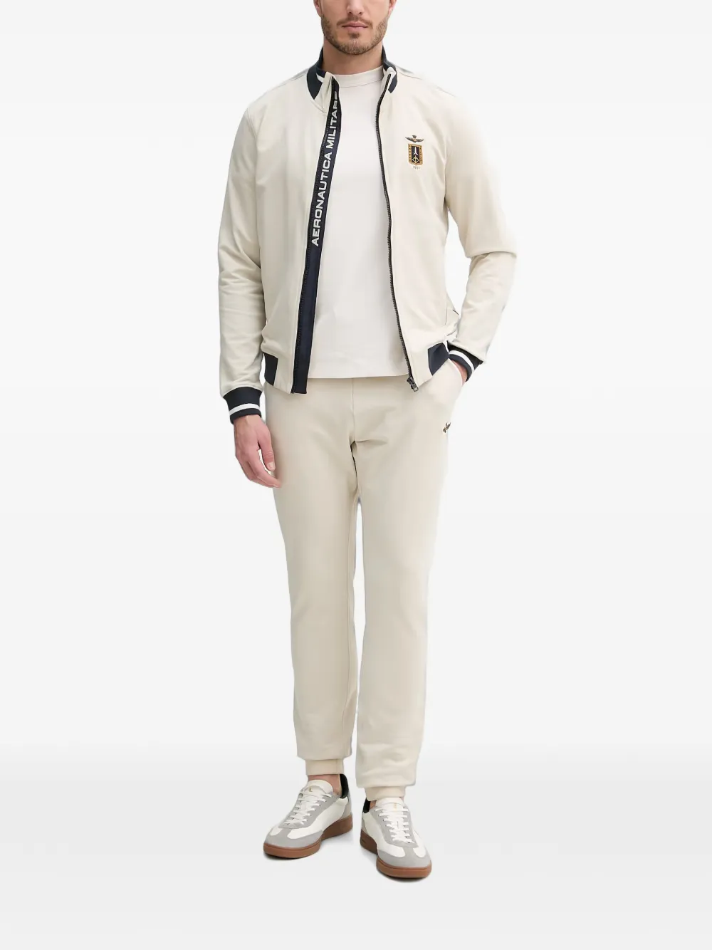 Aeronautica Militare Trainingsbroek met geborduurd logo en trekkoord Beige