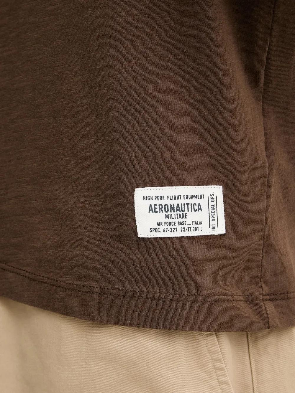 Aeronautica Militare T-shirt met borduurwerk en logopatch Bruin