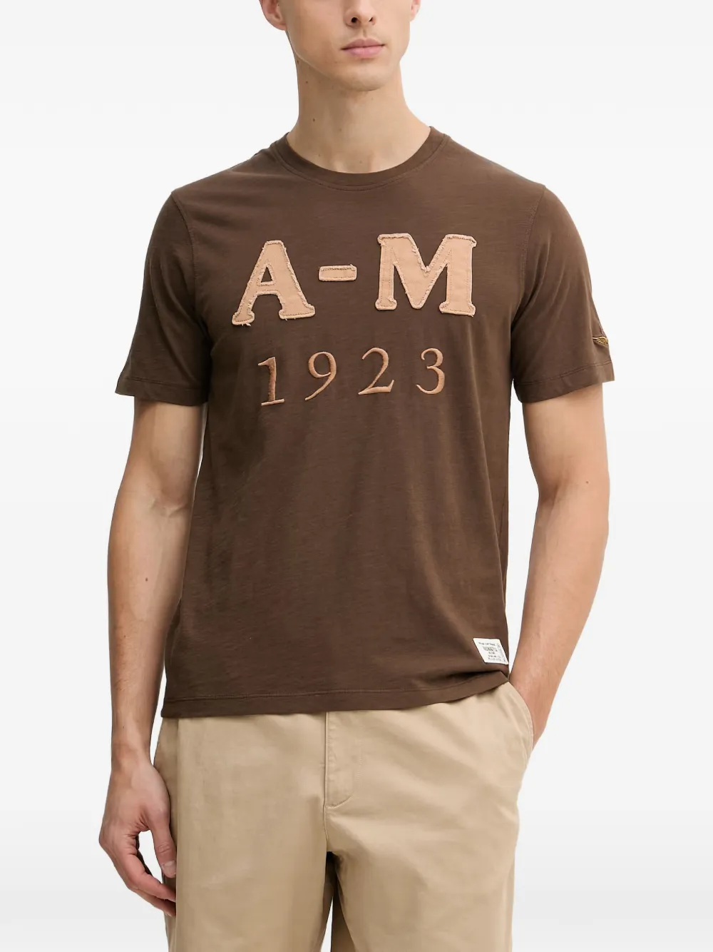 Aeronautica Militare logo-patch embroidered T-shirt - Marrone