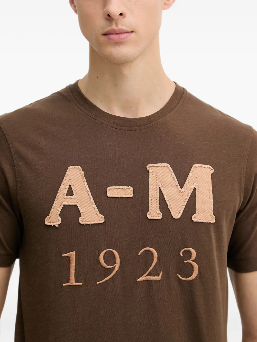 Aeronautica Militare T-shirt met borduurwerk en logopatch Bruin