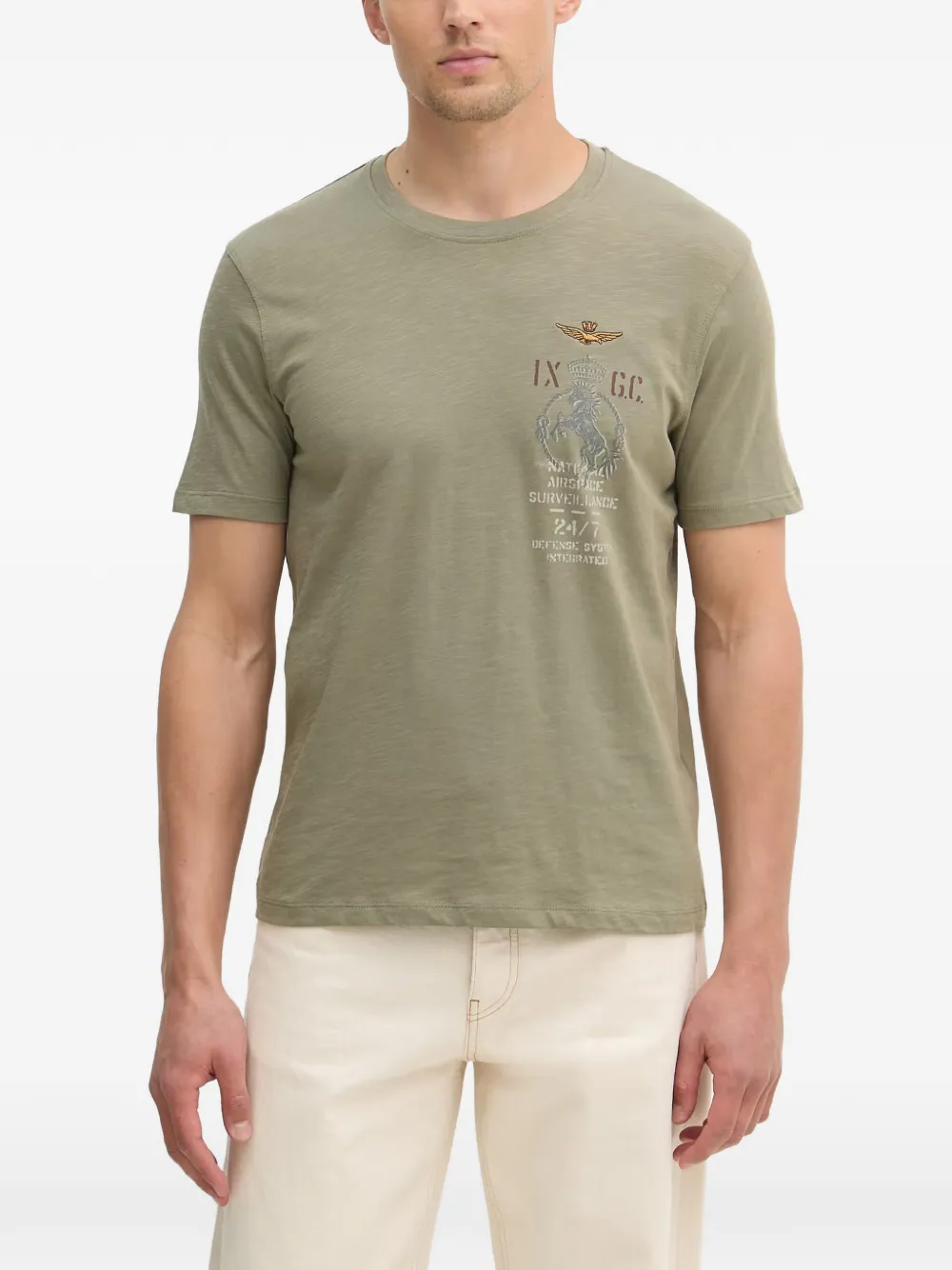 Aeronautica Militare graphic-print slub-texture T-shirt - Grün