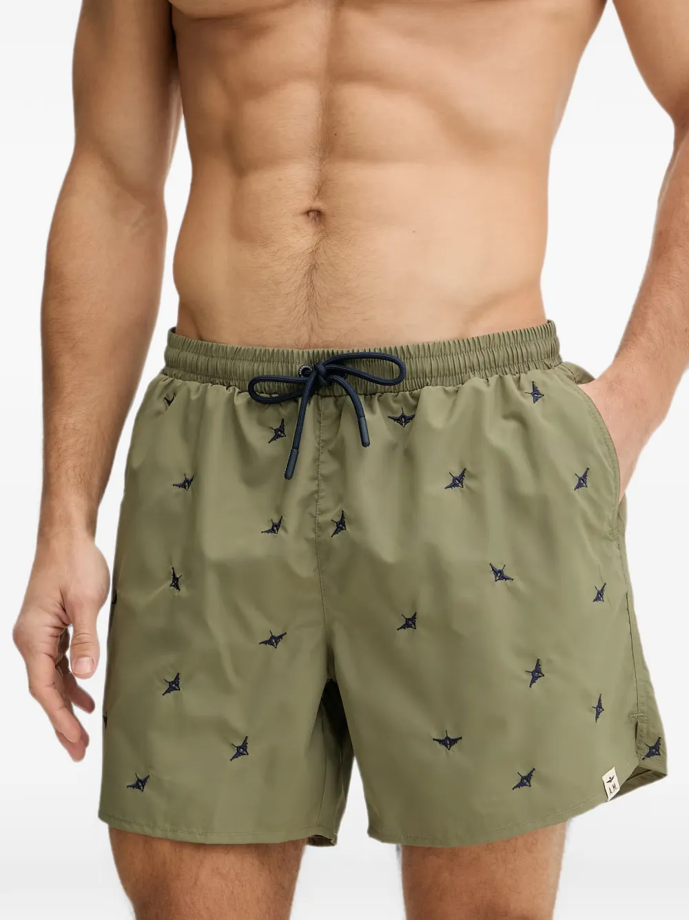 Aeronautica Militare embroidered drawstring swim shorts - Grün