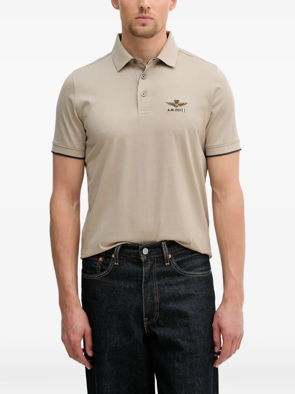 Aeronautica Militare logo-embroidered polo shirt - Toni neutri