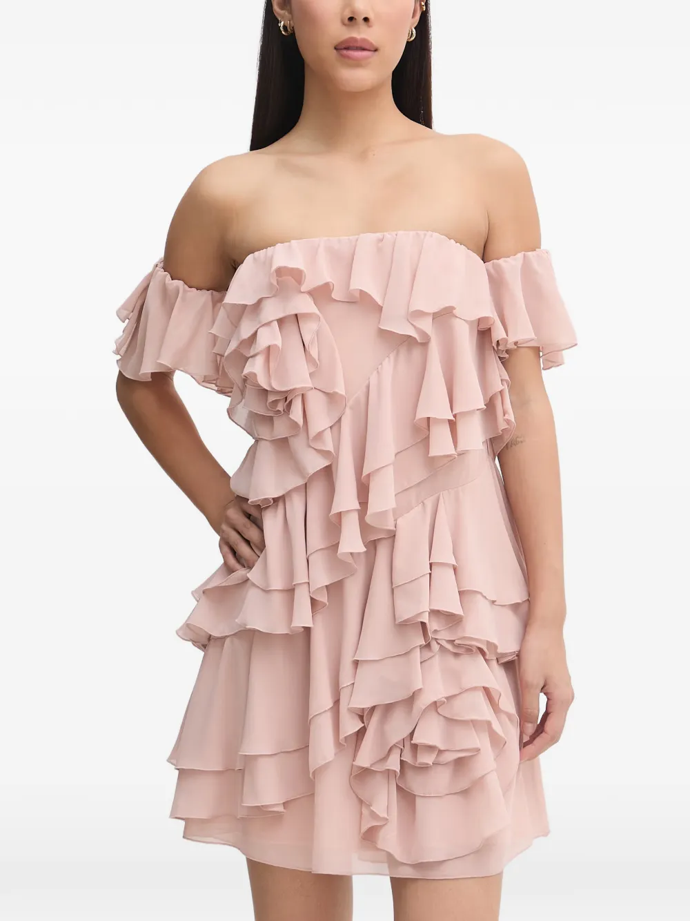 Aniye By Teodora ruffled off-shoulder mini dress - Rosa
