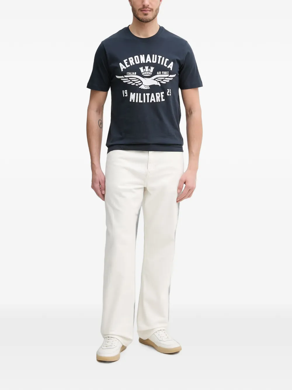 Aeronautica Militare T-shirt met logoprint met ronde hals Blauw