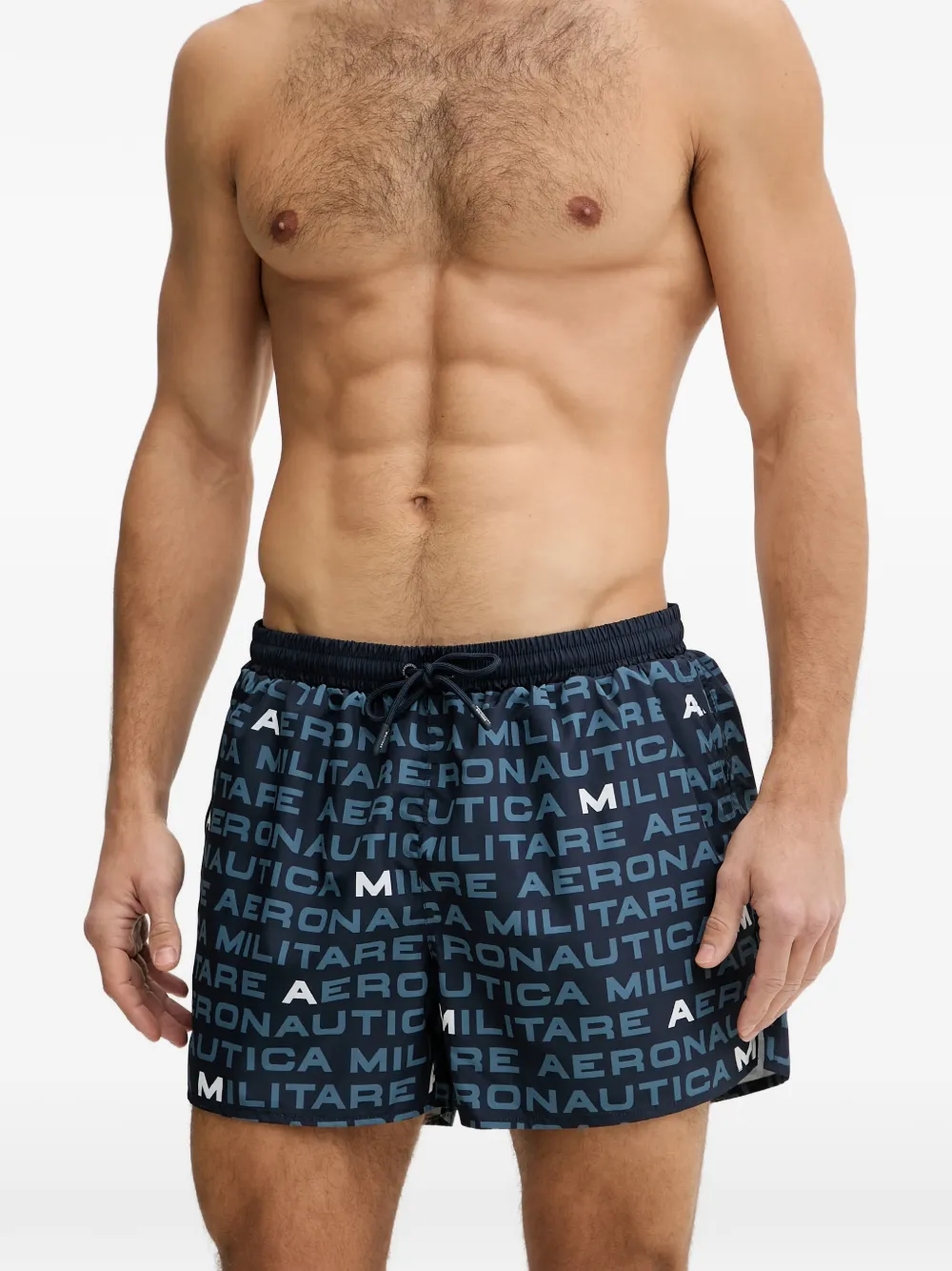 Aeronautica Militare logo-print drawstring swim shorts - Blau