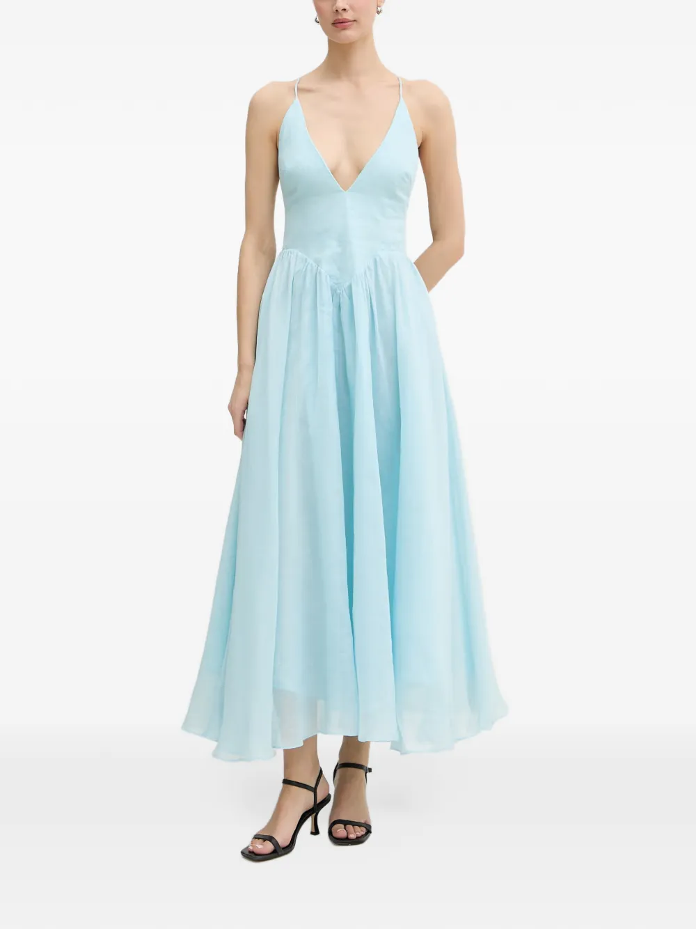 Bardot Arletha back-tie flared maxi dress - Bleu Bardot Arletha back-tie flared maxi dress - Bleu