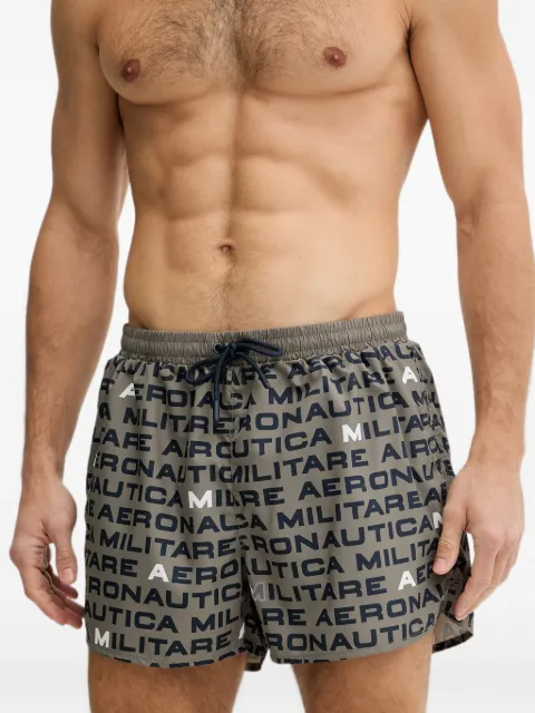 Aeronautica Militare logo-print drawstring swim shorts