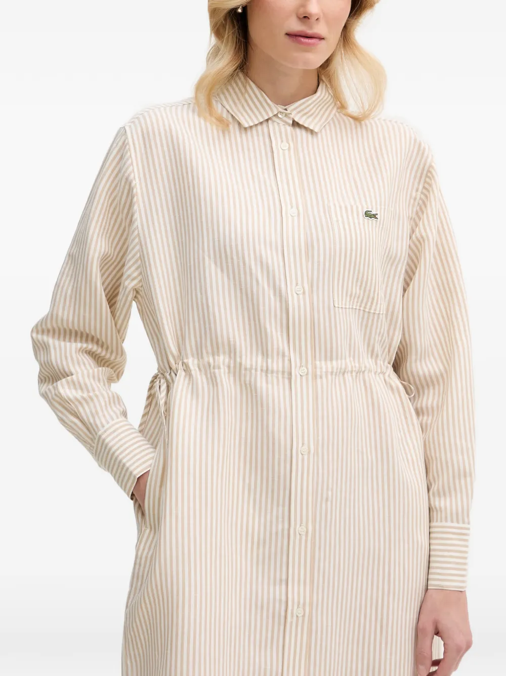 Lacoste Gestreepte asymmetrische jurk Beige