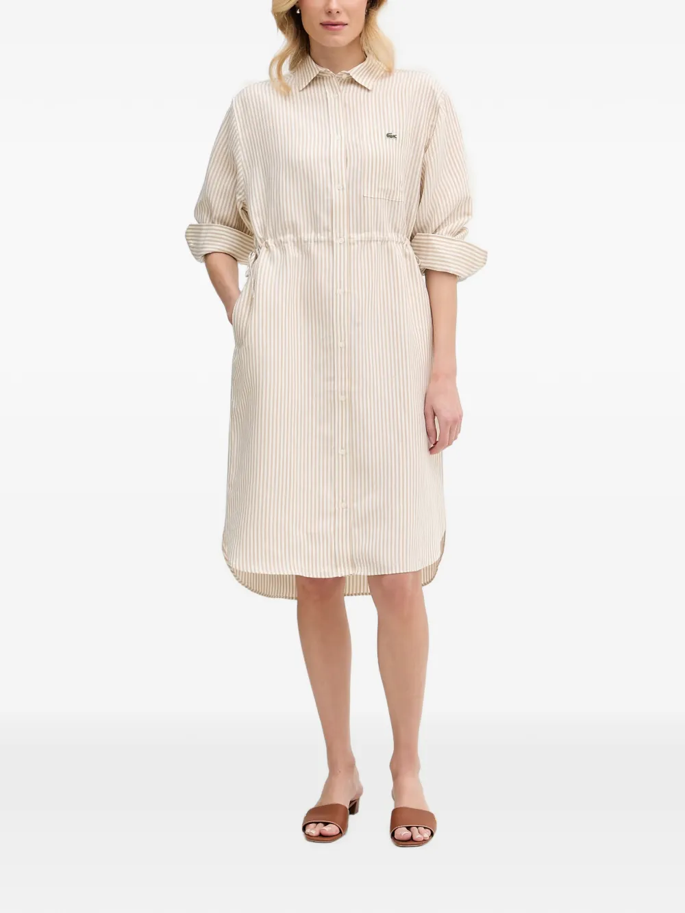 Lacoste Gestreepte asymmetrische jurk Beige