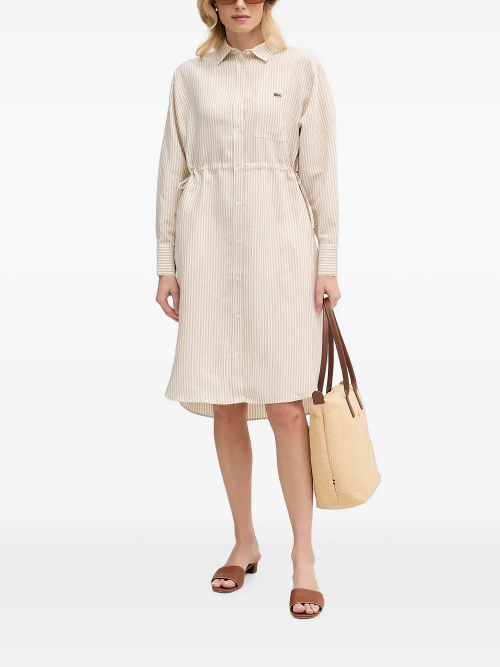 Lacoste striped asymmetric dress - Nude