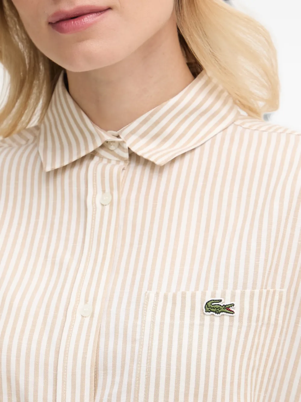 Lacoste Gestreepte asymmetrische jurk Beige