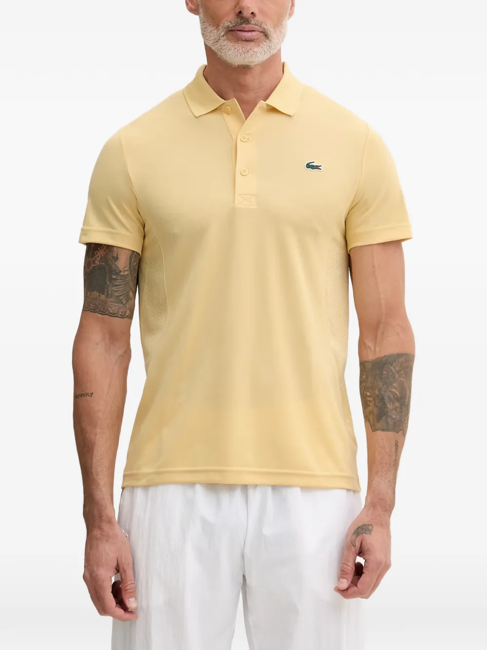 Lacoste x Novak Djokovic logo-patch polo shirt - Gelb