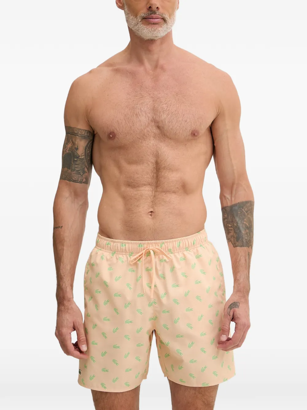 Lacoste logo-print swim shorts - Rosa