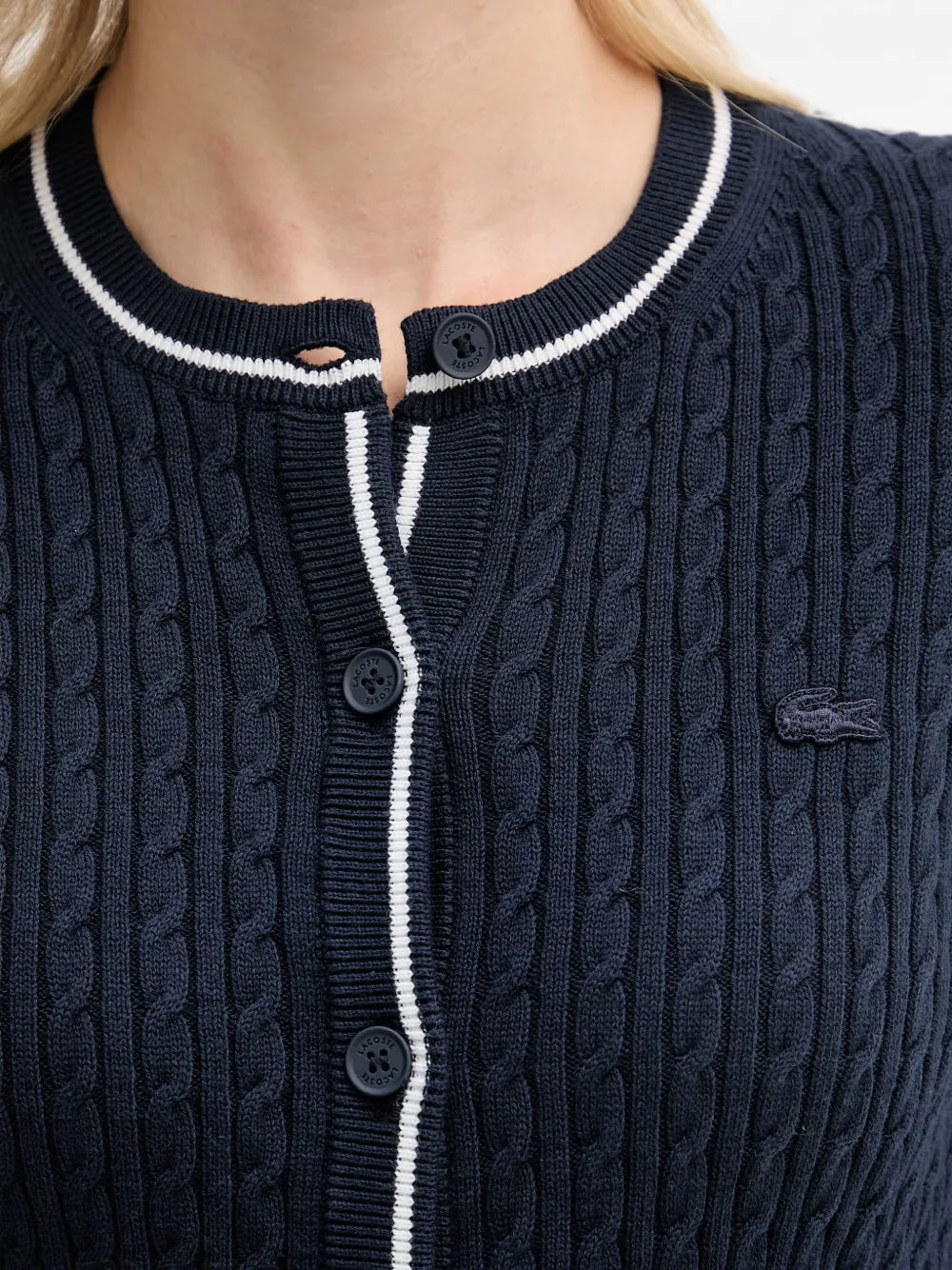 Lacoste Kabelgebreid vest Blauw