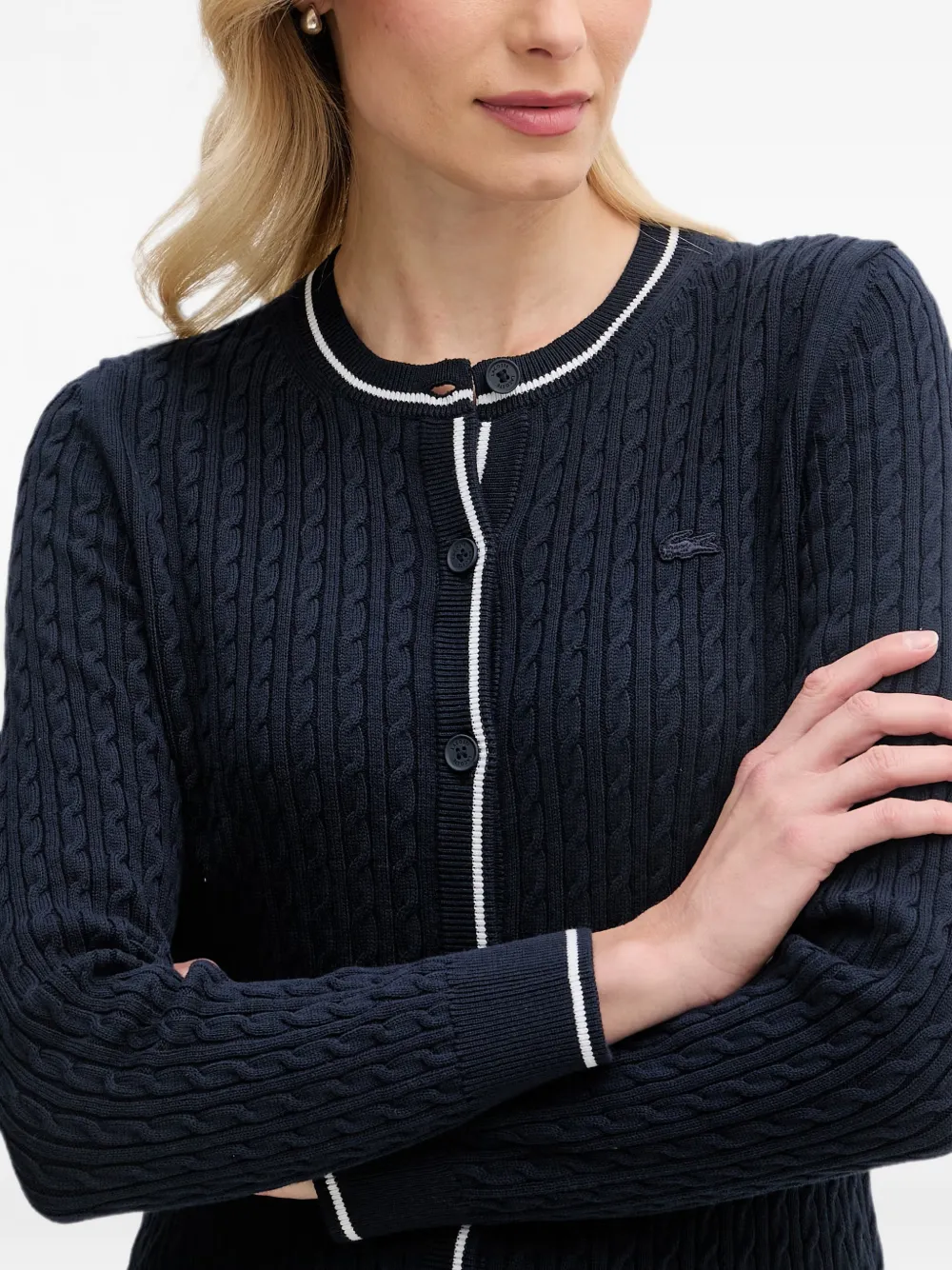 Lacoste Kabelgebreid vest Blauw
