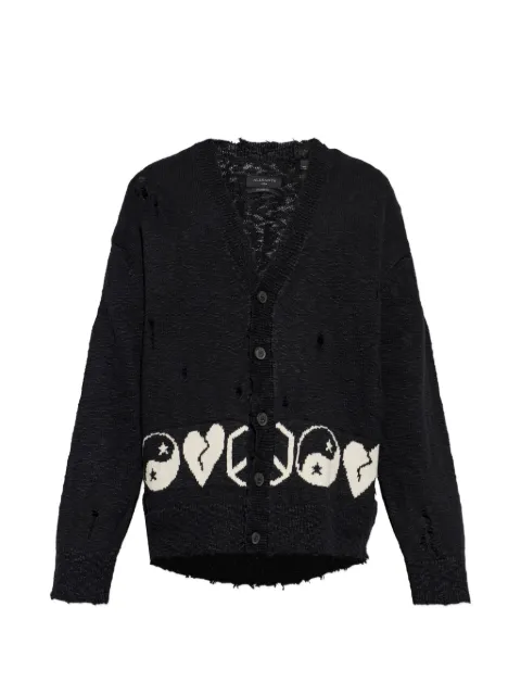 AllSaints cárdigan tejido en intarsia con efecto envejecido