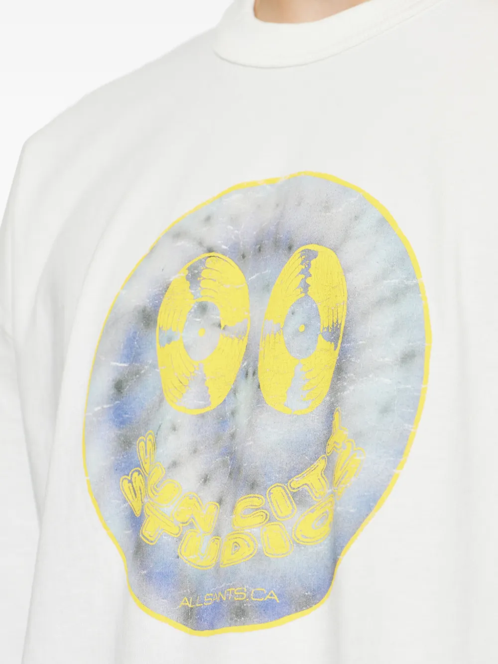 AllSaints Spun Out Boxy T-shirt met print Wit