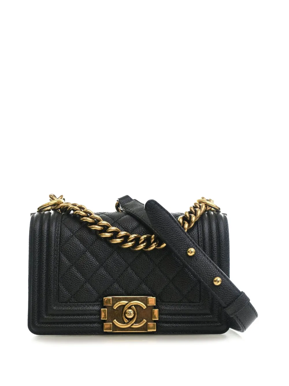 CHANEL Pre-Owned 2014 Small Quilted Caviar Boy Flap crossbody bag - Nero