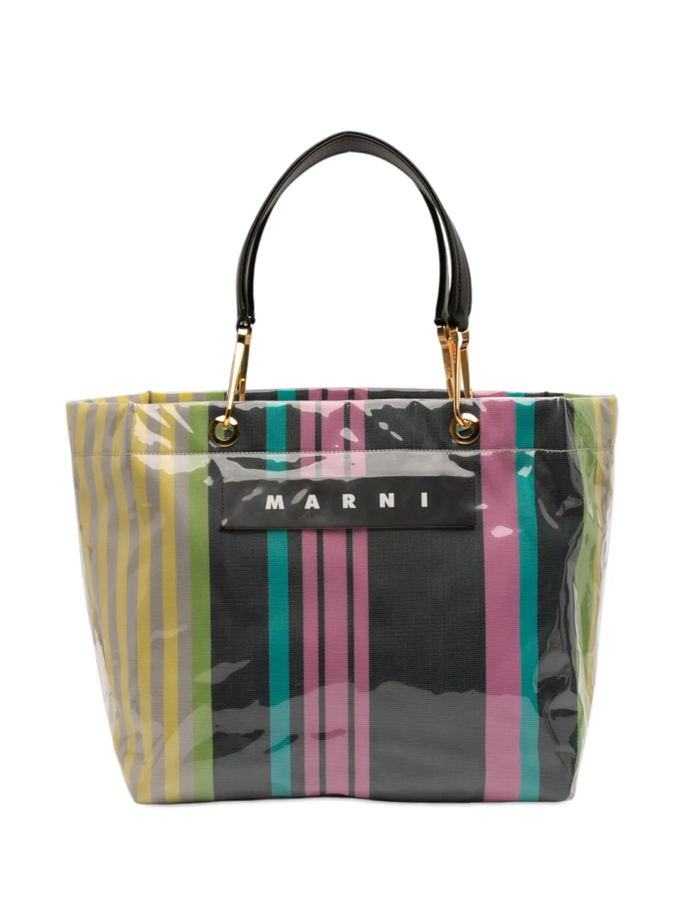 Marni Pre-Owned 2010-2026 PVC Glossy Grip Striped tote bag - Multicolore