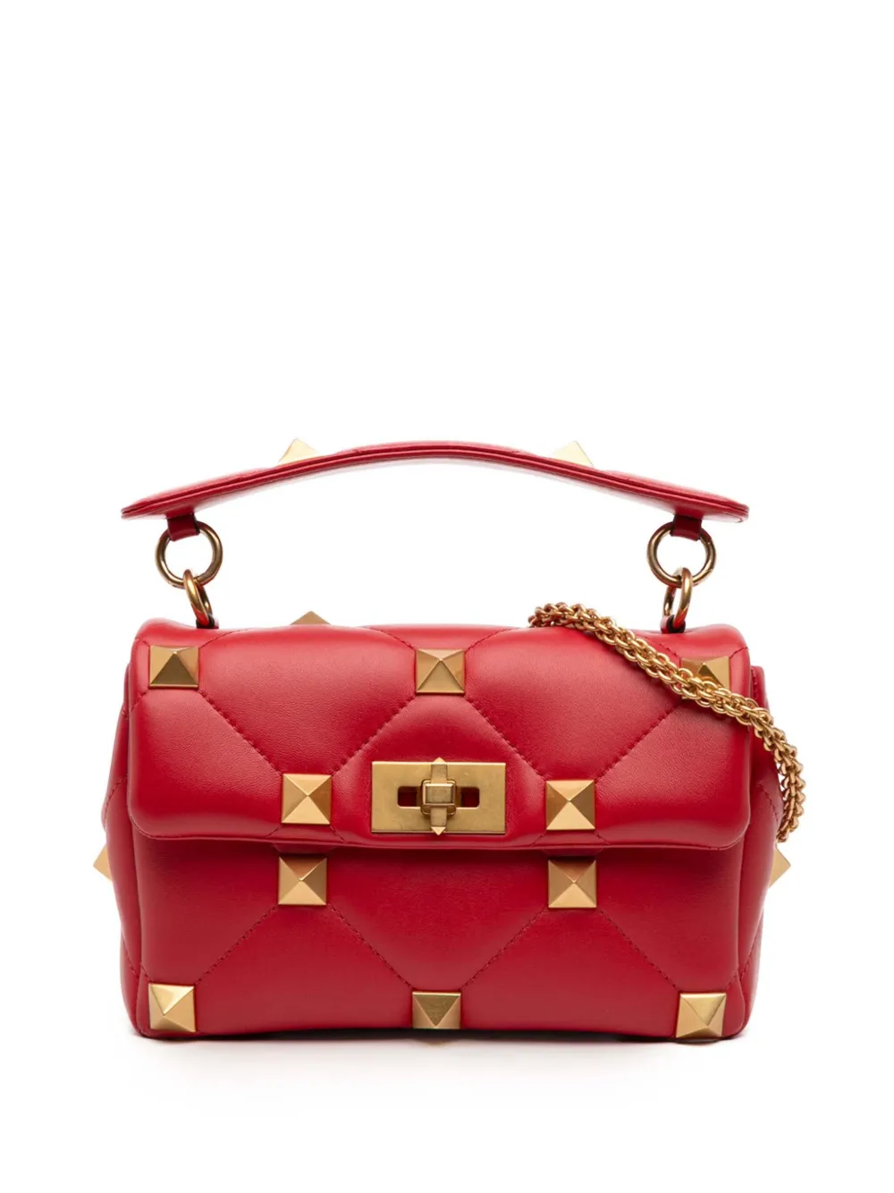 Valentino Garavani Pre-Owned 2018-2026 Medium Nappa Roman Stud satchel - Rosso