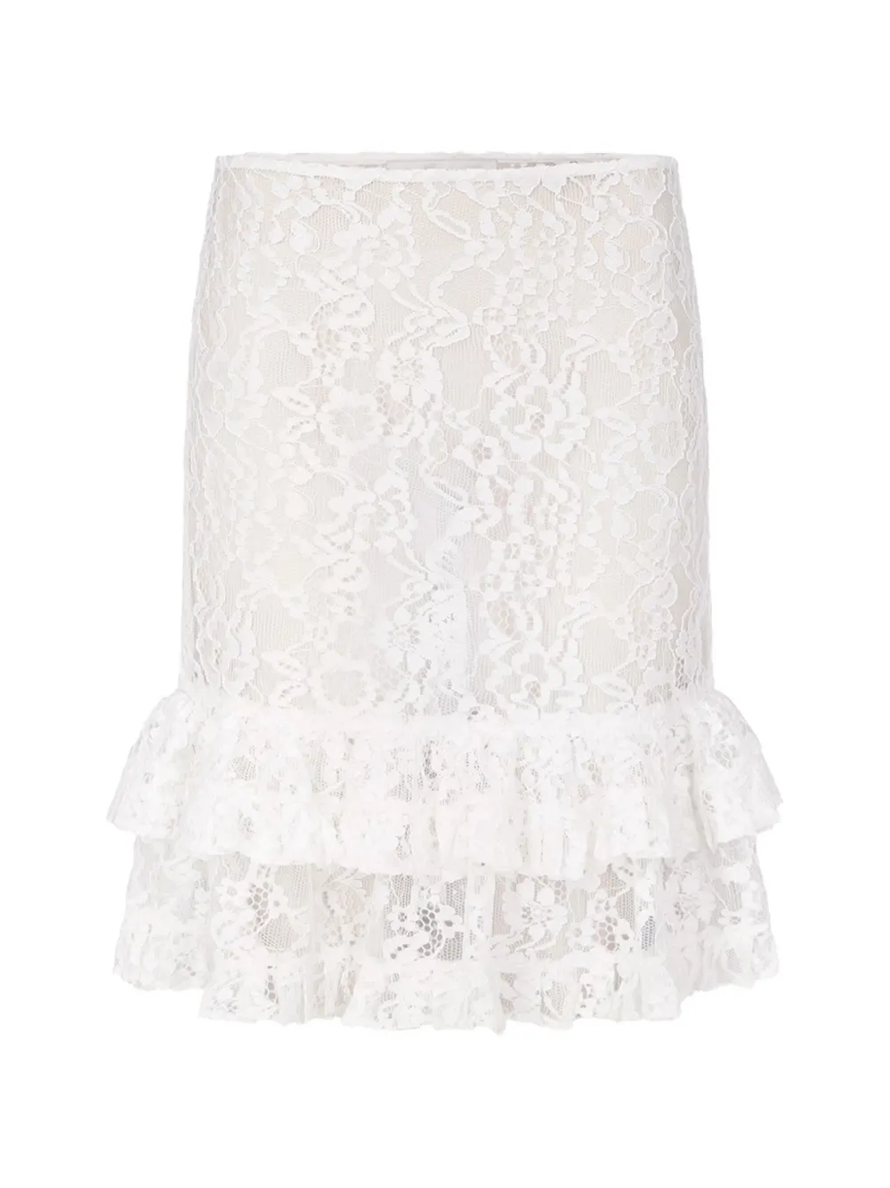 Ludovic de Saint Sernin Ernestine lace ruffled mini skirt - Bianco