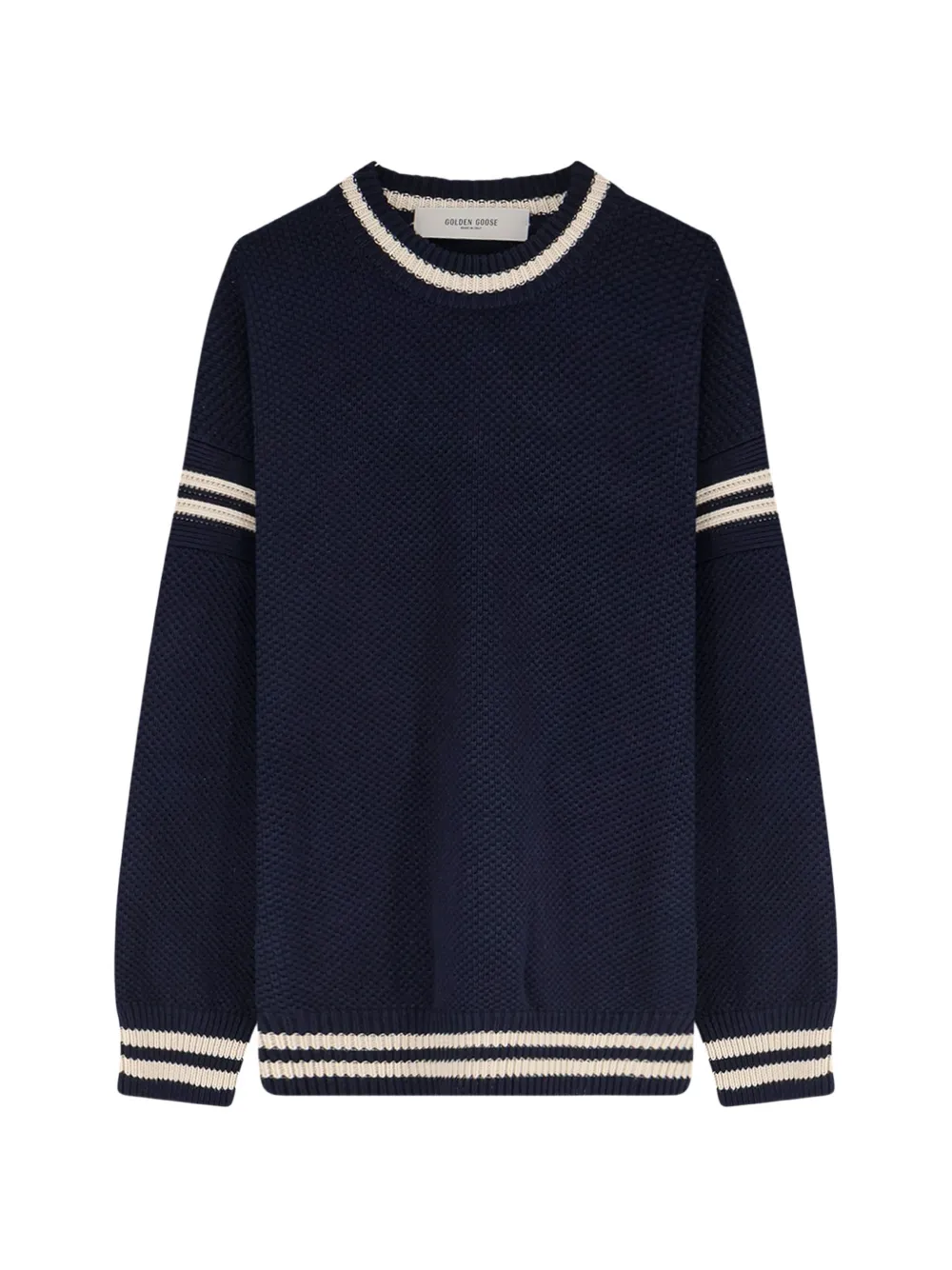 Golden Goose striped logo-patch sweater - Blau
