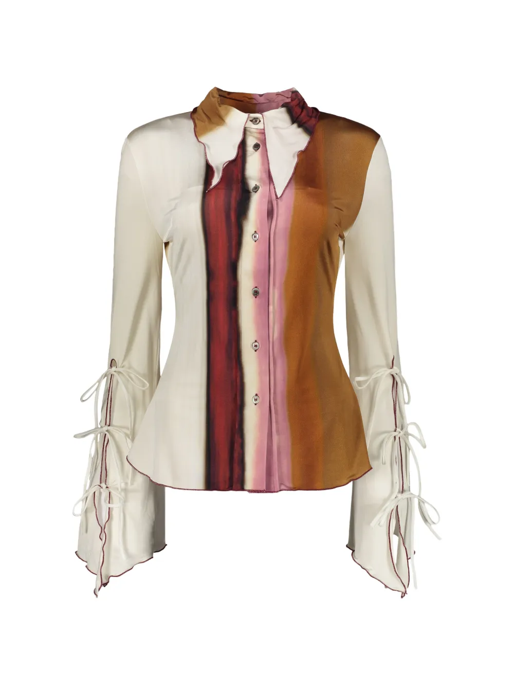 Ellery striped tie-sleeve blouse - Bianco