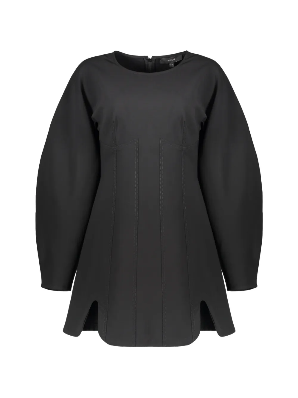 Ellery seam-detail voluminous-sleeve mini dress - Nero
