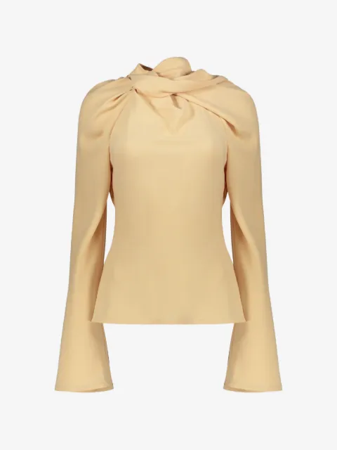 Ellery knotted-neck flared-sleeve top