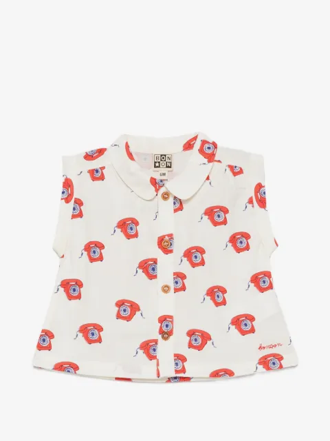 Bonton camisa sin mangas con estampado de teléfono
