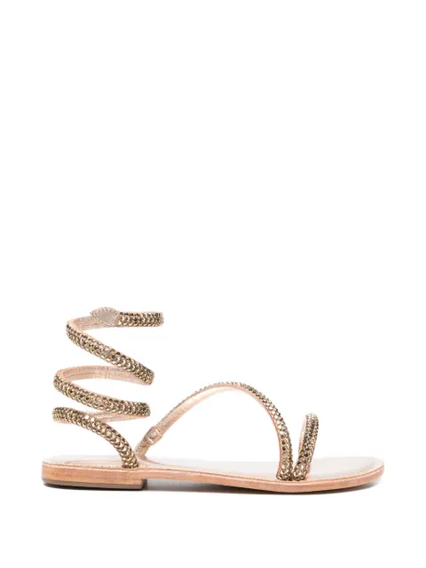 CORAL BLUE crystal-embellished wrap-around sandals