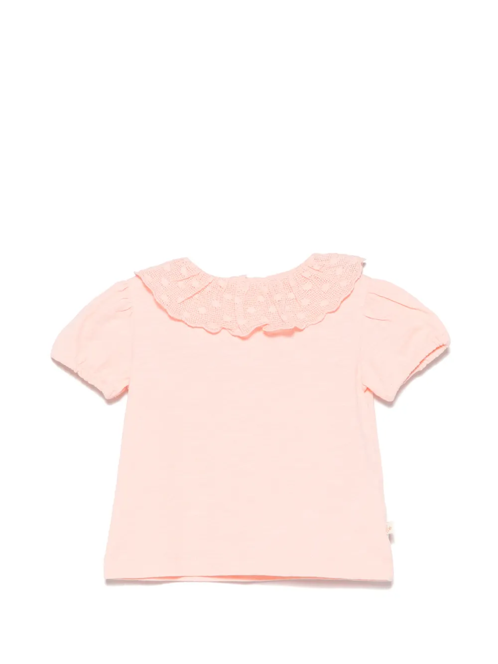 Bonton Babies' Ruffled-collar Short-sleeve Cotton T-shirt In Pink