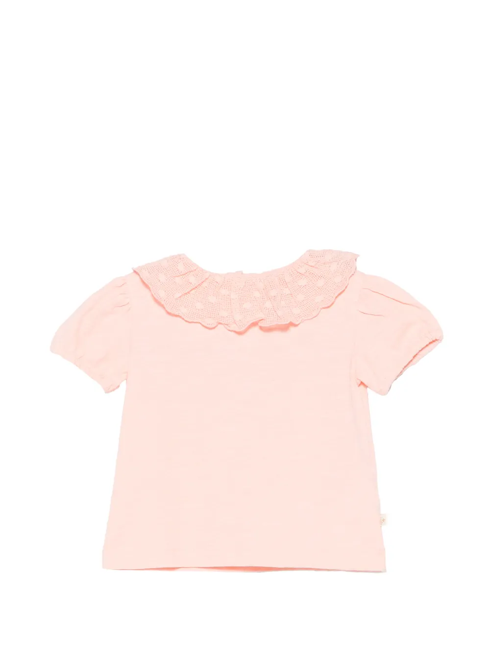 Bonton ruffled-collar short-sleeve cotton T-shirt - Rosa