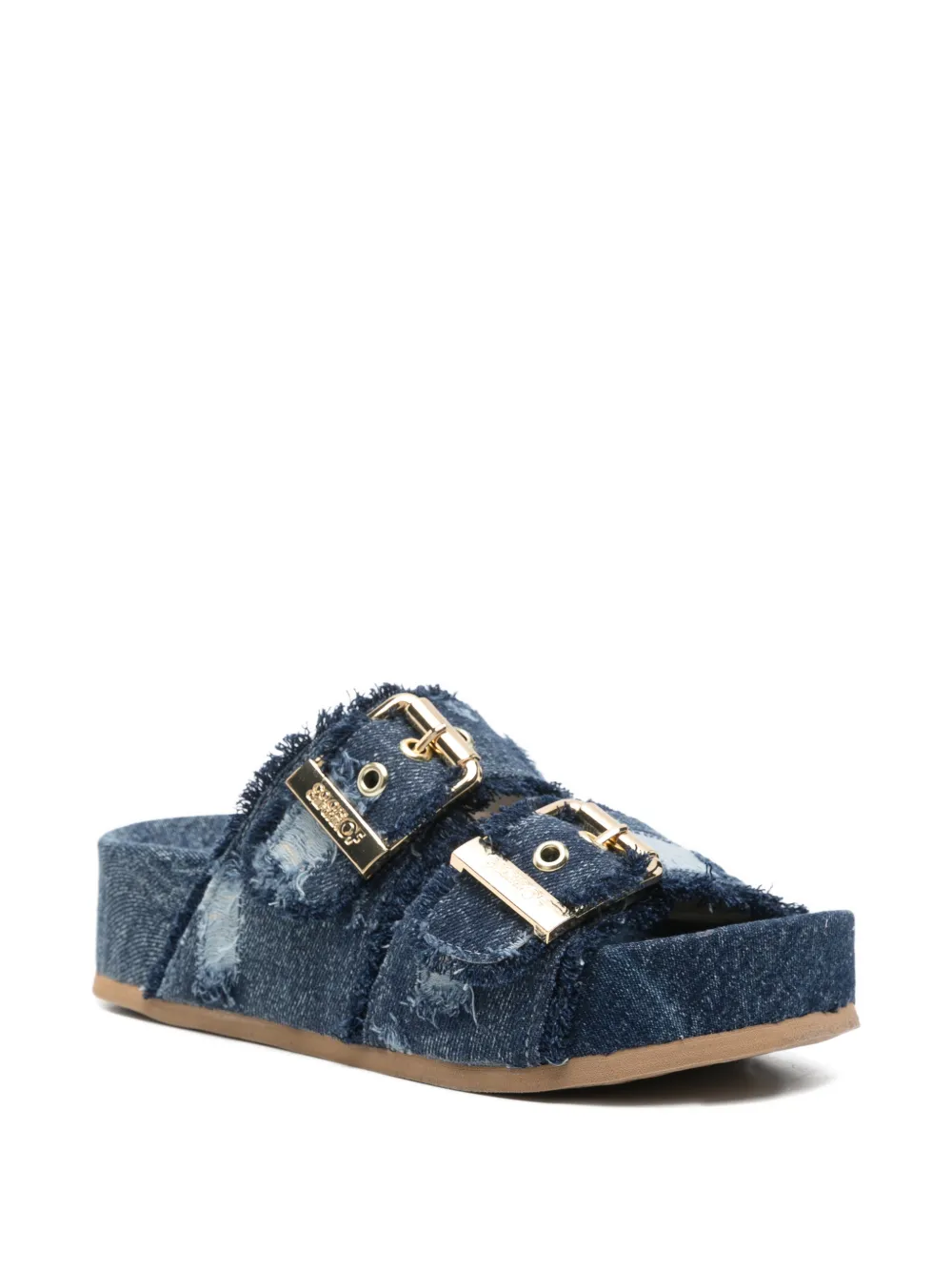 Colors Of California Gerafelde sandalen met gespsluiting Blauw